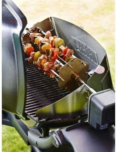 Girarrosto per Weber Q serie 100 e 1000 con cibo in cottura