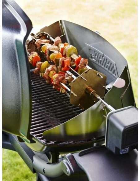 Girarrosto per Weber Q serie 100 e 1000 con cibo in cottura