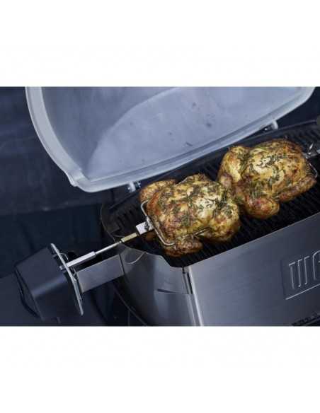 Girarrosto per Weber Q serie 100 e 1000 con pollo allo spiedo