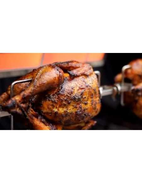 Girarrosto Weber compatibile con Genesis II a 4 e 6 bruciatori con pollo sullo spiedo