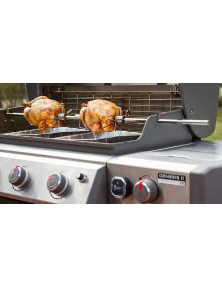 Girarrosto Weber compatibile con Genesis II a 4 e 6 bruciatori con polli in cottura