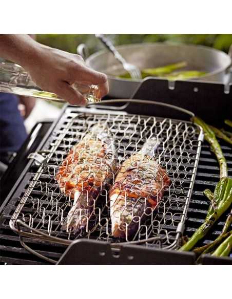 Griglia grande per il pesce Weber 46x28,4 cm con due pesci in cottura