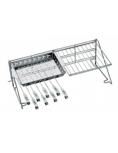 Set di quattro spiedini per sistema di elevazione verticale Weber installati sul supporto Weber Set di quattro spiedini per sistema di elevazione verticale Weber installati sul supporto Weber