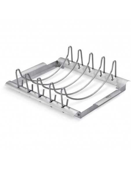 Supporto Weber di cottura per costine e arrosti su sfondo bianco