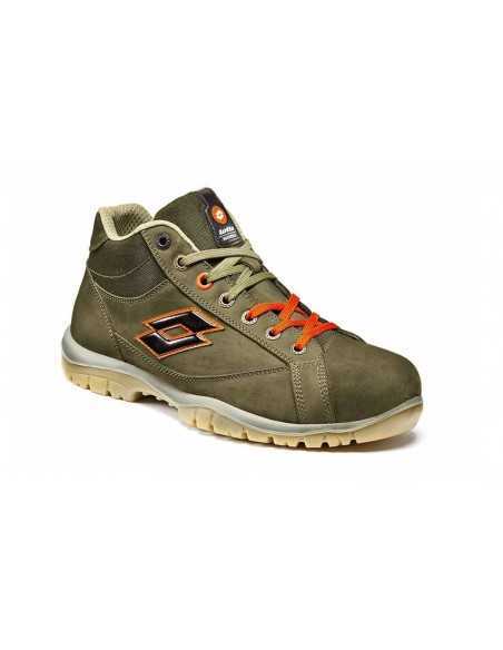 Scarpa-antinfortunistica-Lotto-Jump-900-Q8517-MID-S3-SRC-Night-Olive-Orange vista laterale