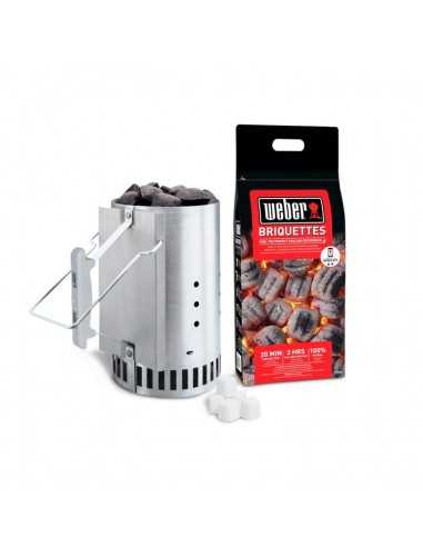 Kit Ciminiera di accensione Weber con 2 kg di bricchetti e cubetti di accensione