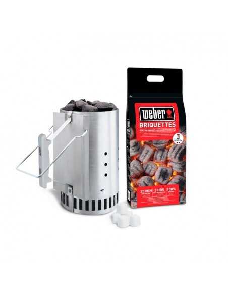 Kit Ciminiera di accensione Weber con 2 kg di bricchetti e cubetti di accensione