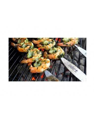 Miscela di chips per Frutti di Mare Weber con spiedini di gamberi.