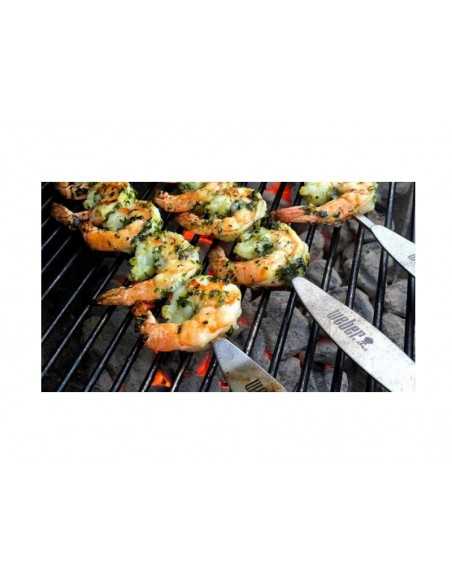 Miscela di chips per Frutti di Mare Weber con spiedini di gamberi.