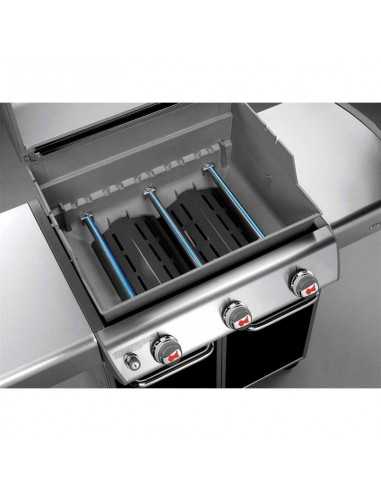 Weber Genesis E-310 Smoke Gray 3 fuochi 6515029 con vista dei bruciatori