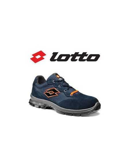 Scarpe antinfortunistiche Lotto Sprint Q8356 501 S1P SRC con marchio lotto su sfondo
