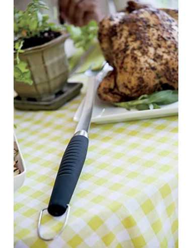 Forchettone Weber in inox su sfondo bianco