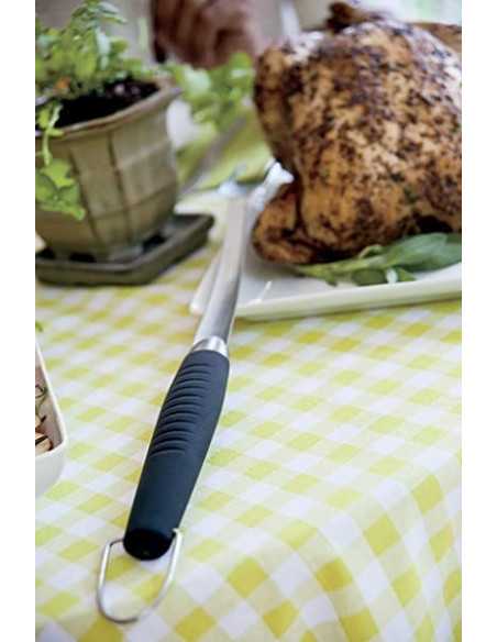 Forchettone Weber in inox su sfondo bianco