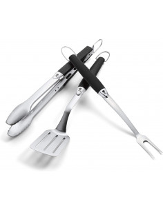 Kit 3 accessori Weber in acciaio inox su sfondo bianco