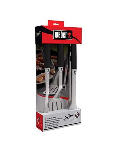 Kit 3 accessori Weber in acciaio inox su sfondo bianco